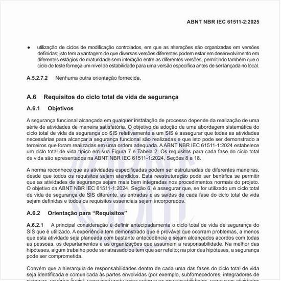 Quais são os requisitos do ciclo total de vida de segurança?