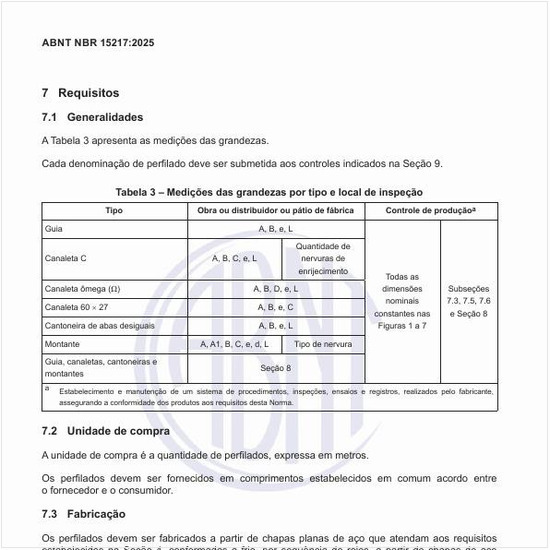 Quais são as medições das grandezas por tipo e local de inspeção?