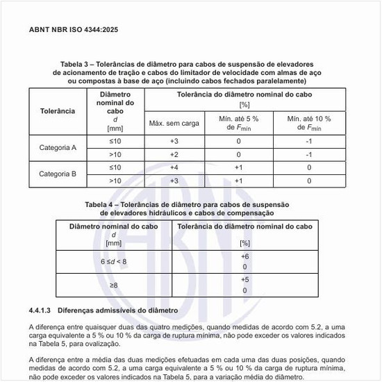 Quais são as diferenças admissíveis do diâmetro?