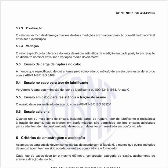 Quais são os critérios de amostragem e aceitação?