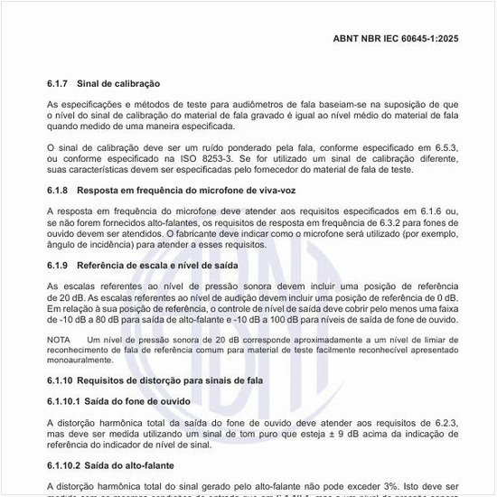 Quais são os requisitos de distorção para sinais de fala?