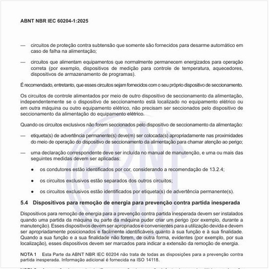 Por que instalar os dispositivos para remoção de energia para prevenção contra partida inesperada?