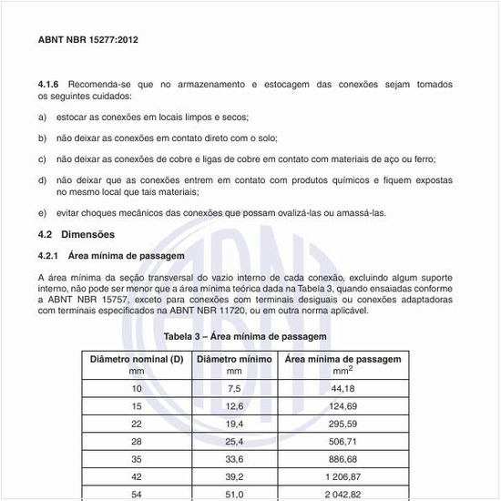 Qual a dimensão da área mínima de passagem?