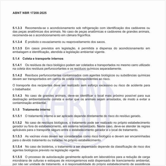 Como devem ser a coleta e o transporte externos dos resíduos?