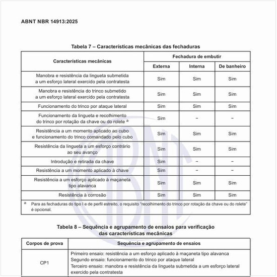 Quais são as características mecânicas das fechaduras?
