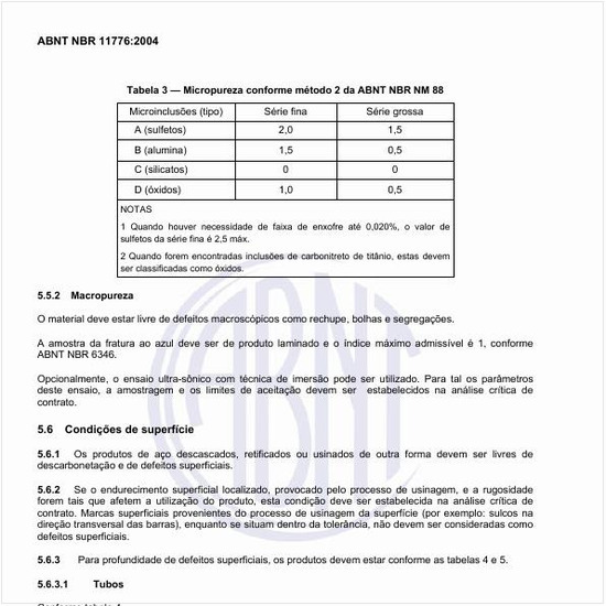Qual é a micropureza conforme o método 2 da NBR NM 88?