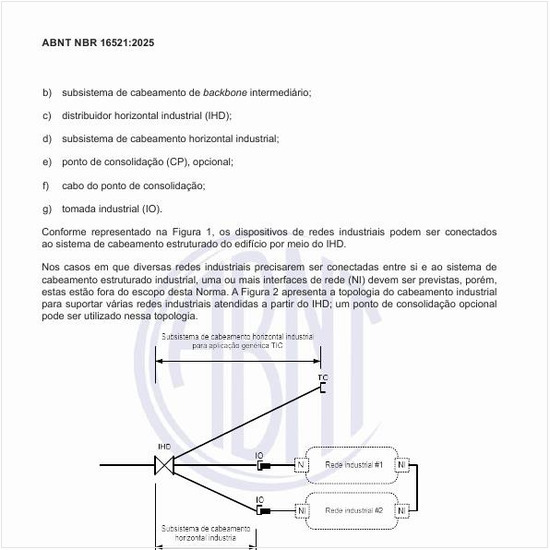 Como deve ser o subsistema de cabeamento industrial para aplicações industriais e de tecnologia da informação e comunicação?