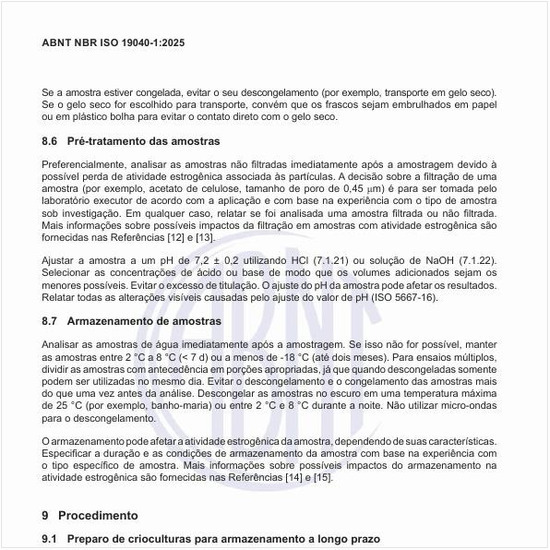 Como deve ser realizado o pré-tratamento e o armazenamento das amostras?