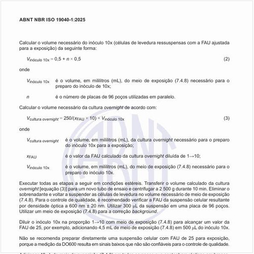 Como calcular o volume necessário do inóculo 10x?