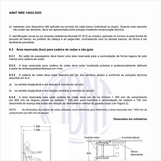 Quais devem ser as referências dimensionais da área reservada?