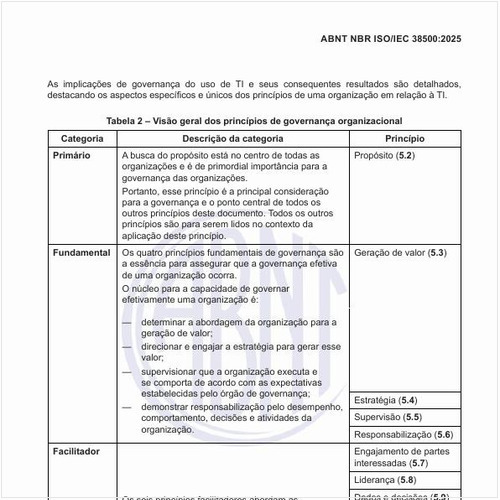 Qual é a visão geral dos princípios de governança organizacional?