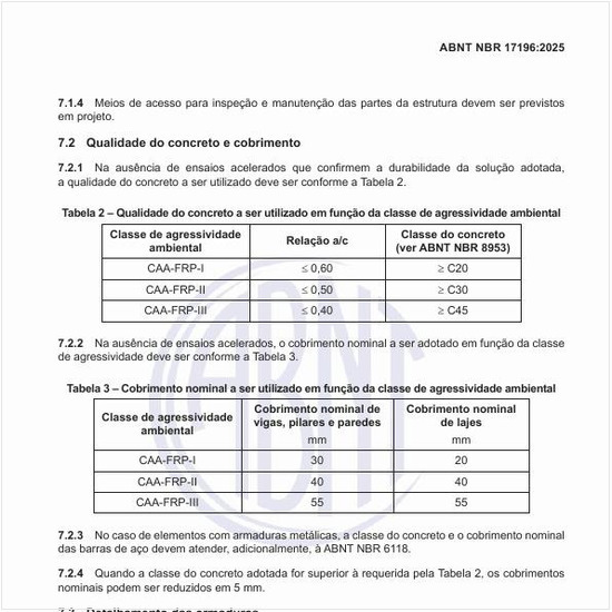 Qual deve ser a qualidade do concreto a ser utilizado em função da classe de agressividade ambiental?