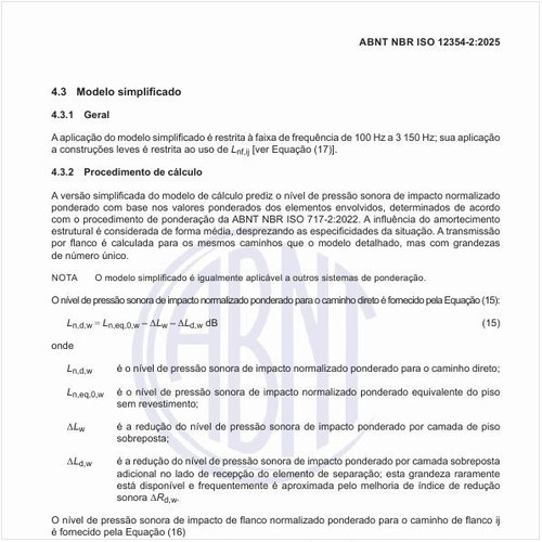 Como calcular o nível de pressão sonora de impacto normalizado ponderado para o caminho direto?