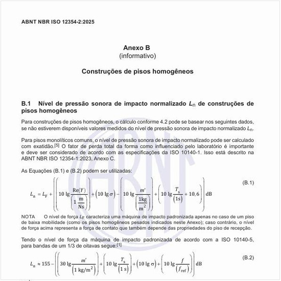 Como calcular o nível de pressão sonora de impacto normalizado Ln de construções de pisos homogêneos?