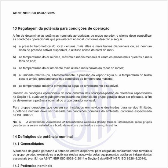Como realizar a regulagem da potência para condições de operação?