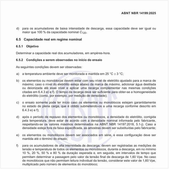 O que objetiva o ensaio da capacidade real em regime nominal?