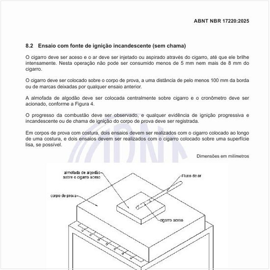 Como proceder no ensaio com fonte de ignição incandescente (sem chama)?