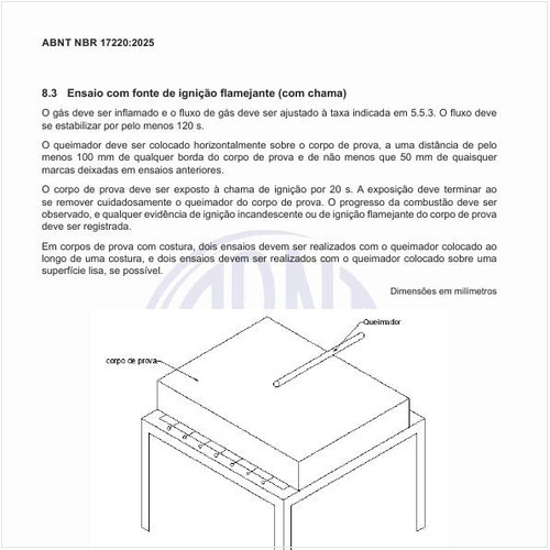 Como realizar o ensaio com fonte de ignição flamejante (com chama)?