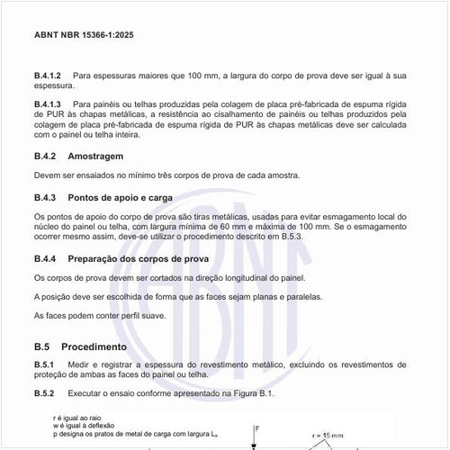 Como deve ser o procedimento para a determinação da tensão ao cisalhamento e do módulo de cisalhamento do núcleo de painéis e telhas?