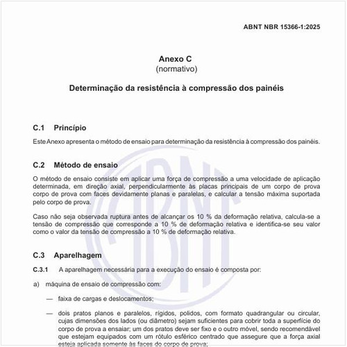 Qual o princípio do método de ensaio para determinação da resistência à compressão dos painéis?