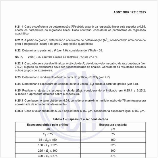 Qual deve ser a espessura a ser considerada?