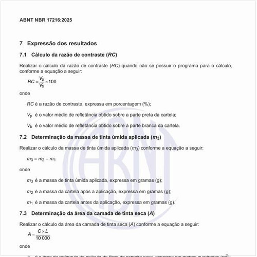 Como deve ser o cálculo da razão de contraste (RC)?