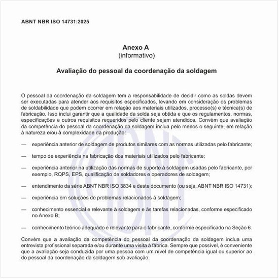 Como deve ser realizada a avaliação do pessoal da coordenação da soldagem?