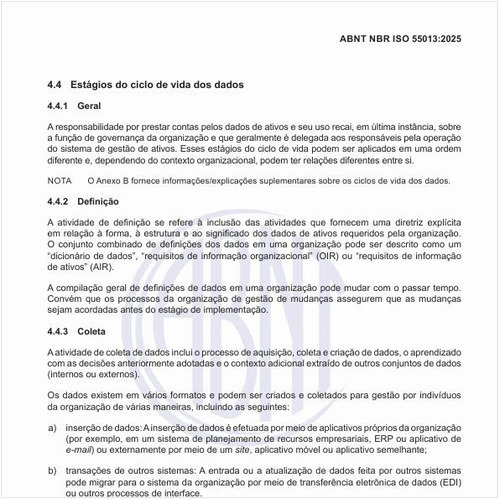 Quais são os estágios do ciclo de vida dos dados?