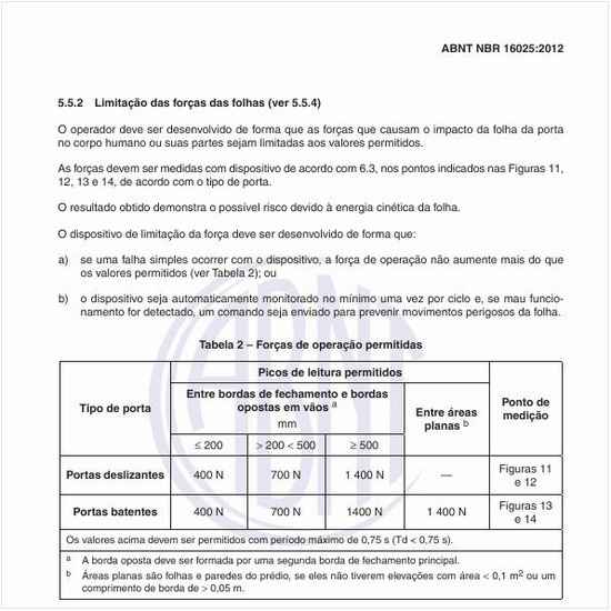 Quais são as forças de operação permitidas?