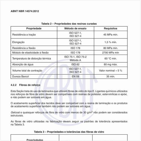 Quais devem ser as propriedades e as tolerâncias das fibras de vidro?