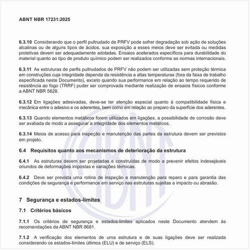 Quais devem ser os critérios de segurança e estados-limites desses produtos?