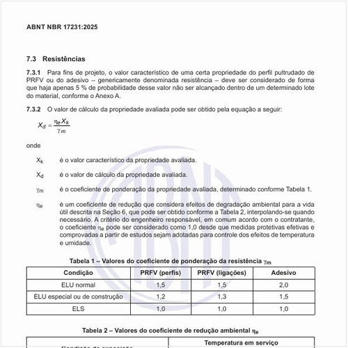 Quais são as resistências do perfil pultrudado?