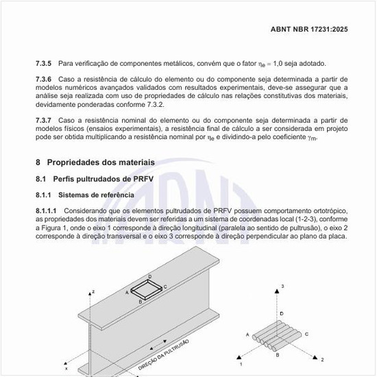 Quais devem ser as propriedades dos perfis pultrudados de PRFV?