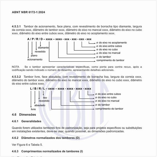 Quais são os exemplos de designação dos tambores?