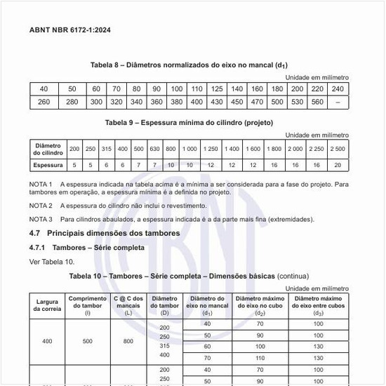 Quais são as principais dimensões dos tambores?