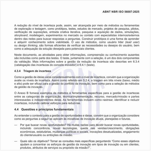 Quais são as questões e os princípios fundamentais para entender o contexto para a gestão de oportunidades e ideias?