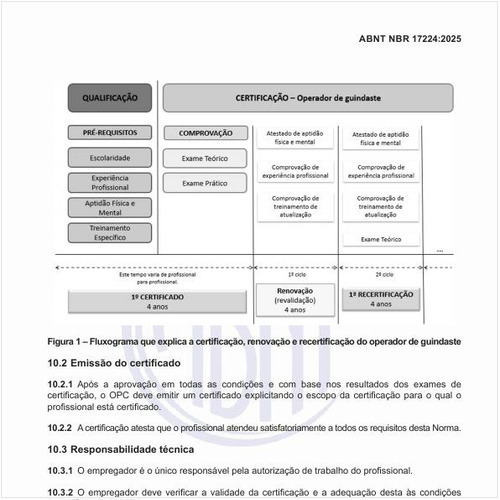 Qual o fluxograma que explica a certificação, renovação e recertificação do operador de guindaste?