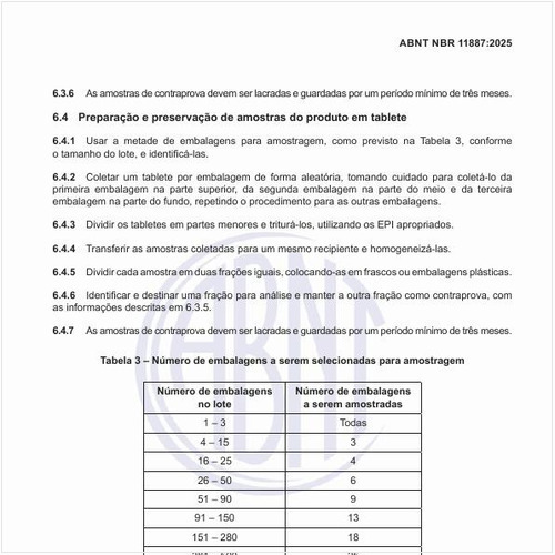 Qual deve ser o número de embalagens a serem selecionadas para amostragem?