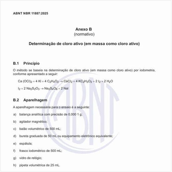 Como fazer a determinação de cloro ativo (em massa como cloro ativo)?