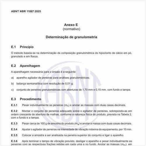 Como deve ser feita a determinação da granulometria?