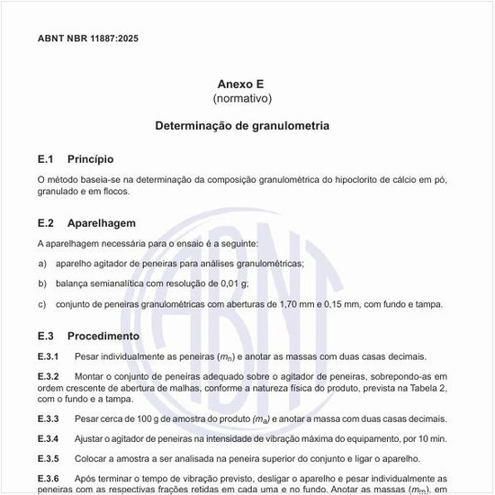 Como deve ser feita a determinação da granulometria?
