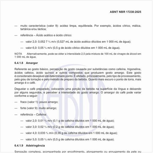 O que se entende por adstringência da amostra?