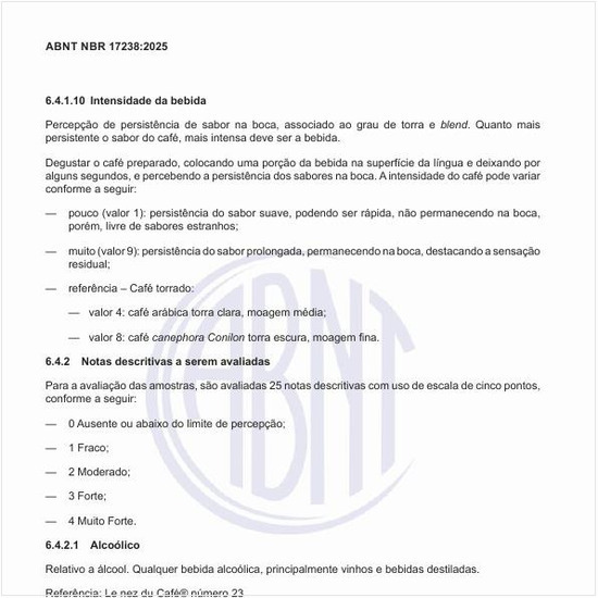 O que é a intensidade da bebida?