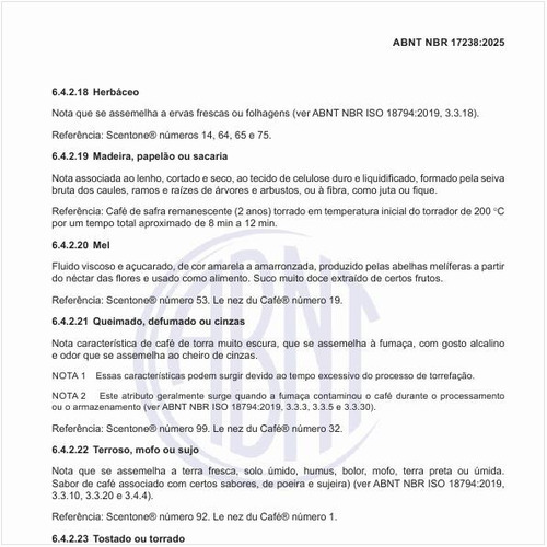 O que representa a nota queimado, defumado ou cinzas?