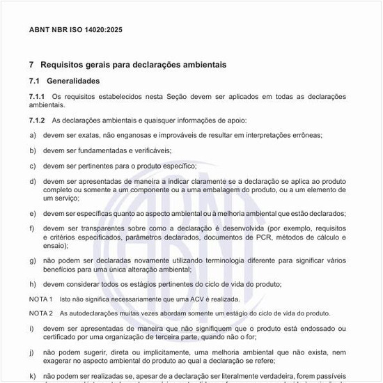 Quais são os requisitos gerais para as declarações ambientais?