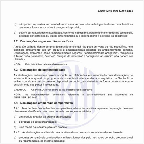 Qual a base inicial para as declarações ambientais comparativas?