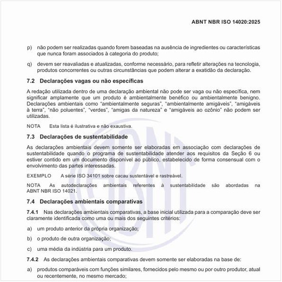 Qual a base inicial para as declarações ambientais comparativas?
