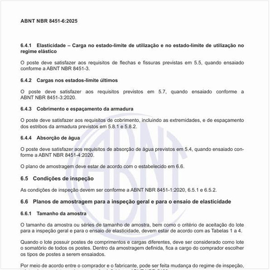Quais são os planos de amostragem para a inspeção geral e para o ensaio de elasticidade?