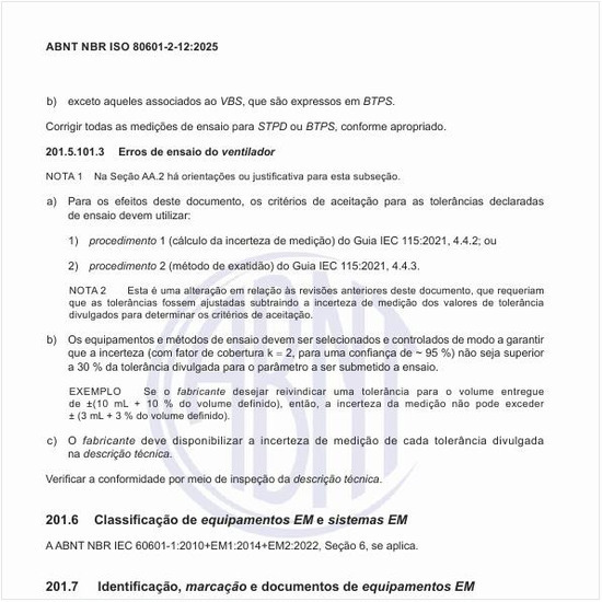 Quais são os erros de ensaio do ventilador?