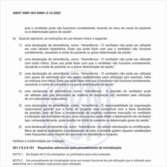 Quais são os requisitos adicionais para o procedimento de inicialização?